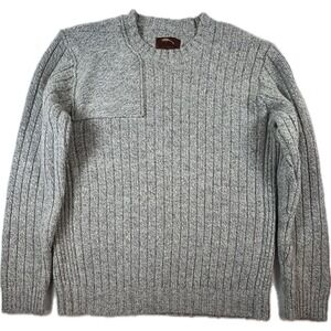 Bob Timberlake Mens Large Grey Ribbed Wool Blend Shooting Sweater Elbow Patches